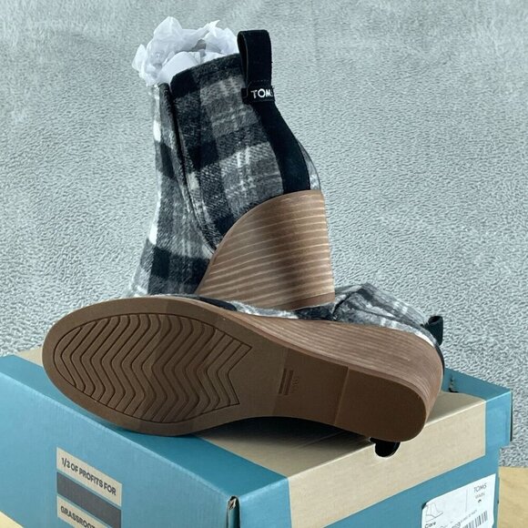 TOMS Women's Clare Wedge Boot, Black/Grey Plaid, 8 NWB S161 - Picture 4 of 8